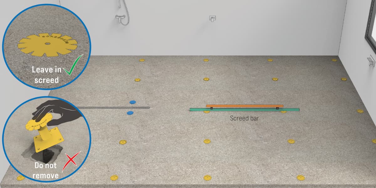 Screeding a mortar bed with Screedex® — using platform tops as leveling guides